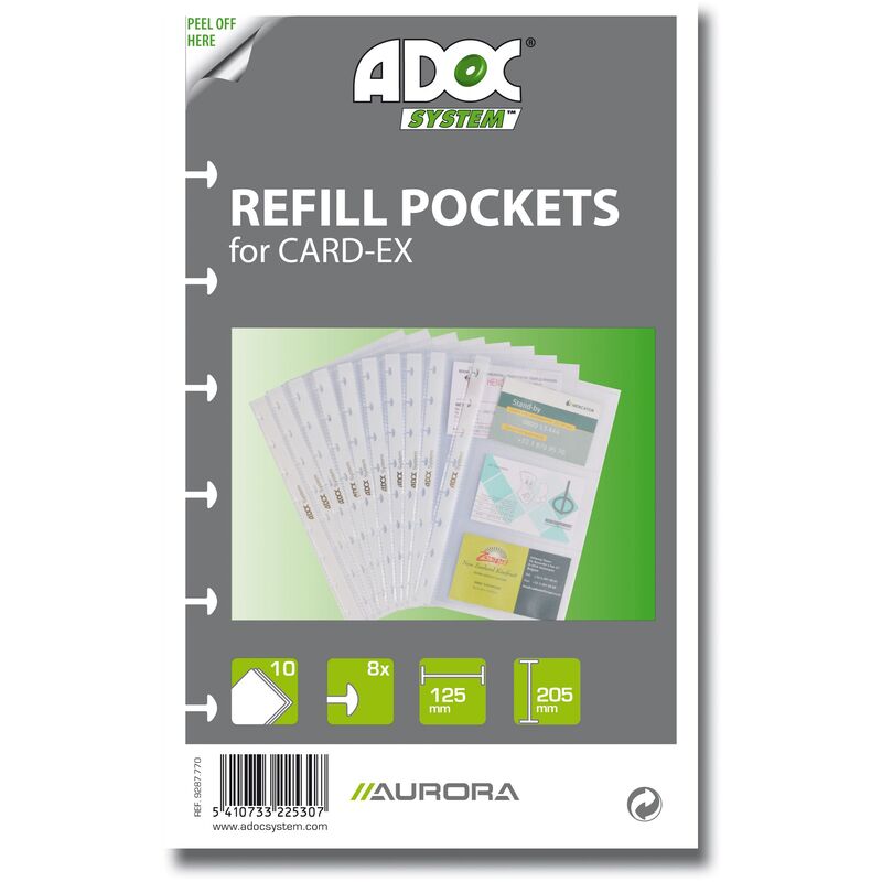 Adoc Zeigetaschen für Adoc Visitenkartenalbum Card-Ex, 80 µm, glatt, transparent - 5410733225307_01_ow