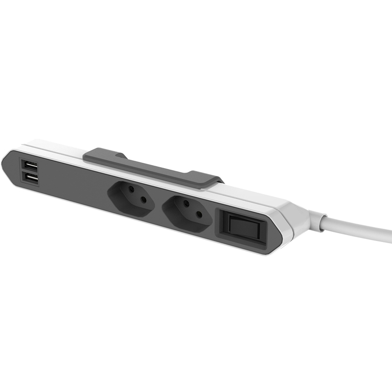 Allocacoc Barre multiprise PowerBar, 2x T13, 2x USB-A, noir, 1.5 m - 8719186008183_01_ow