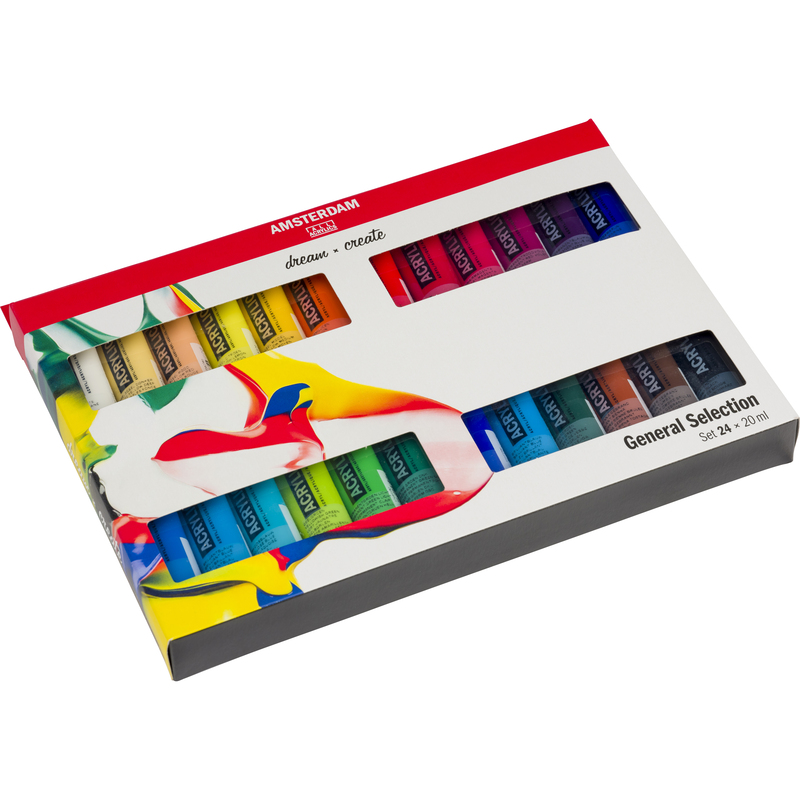 Amsterdam Acrylfarben Standard Series Allgemeine Auswahl Set, 20 ml, assortiert, 24 Stück - 8712079329334_02_ow