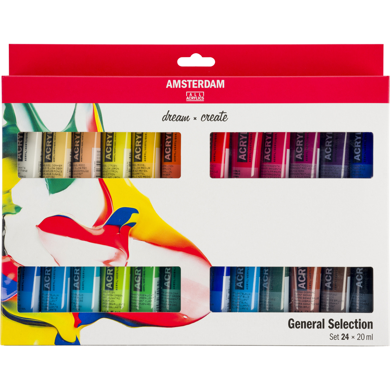 Amsterdam Acrylfarben Standard Series Allgemeine Auswahl Set, 20 ml, assortiert, 24 Stück - 8712079329334_01_ow