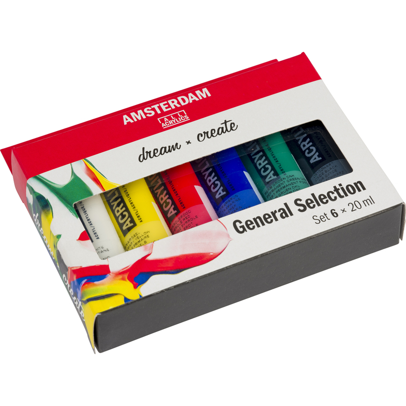 Amsterdam Acrylfarben Standard Series Allgemeine Auswahl Set, 20 ml, assortiert, 6 Stück - 8712079329310_04_ow