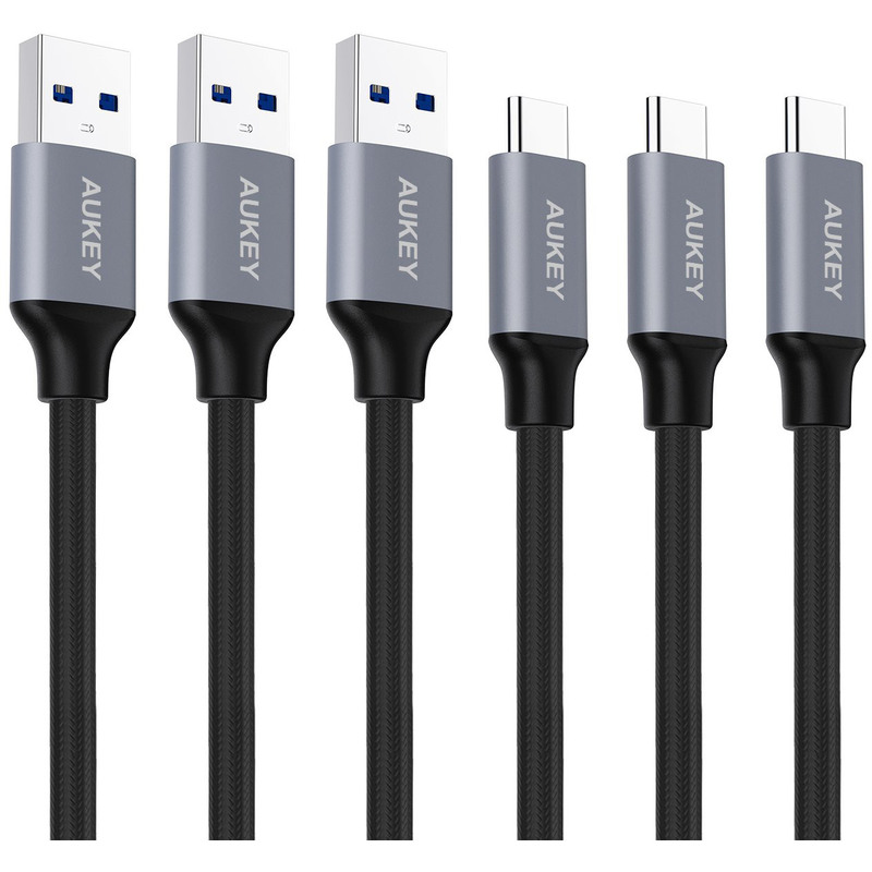 Aukey Kabel USB-A - USB-C, 3 Stück, 1 m