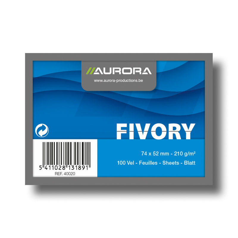 Aurora cartes-fiches Fivory, A8, ligné, blanc - 5411028131891_01_ow