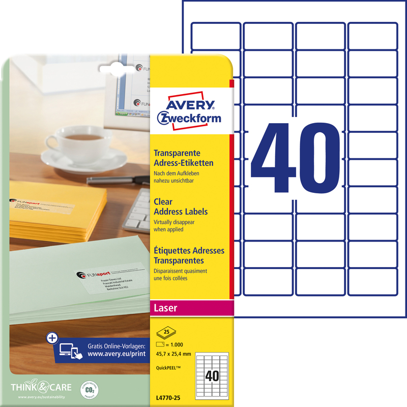 AJW-Avery Boîte De 20 Feuilles D'étiquette Anti Fraude 63,5 X 29,6 Mm[218] - Beaux