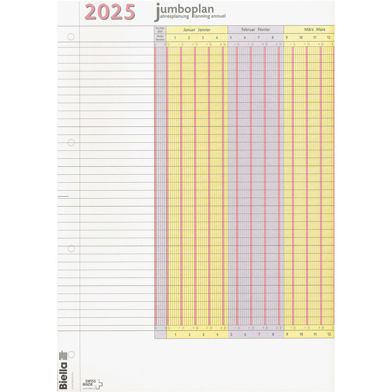 Biella Jahresplaner 2025 Jumboplan, 2 Stück, 12 Monate / Seite - 7611365506071_01_ow
