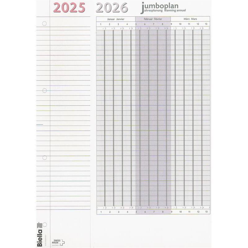 Biella Jahresplaner 2025 Jumboplan, 2 Stück, 12 Monate / Seite - 7611365506071_02_ow