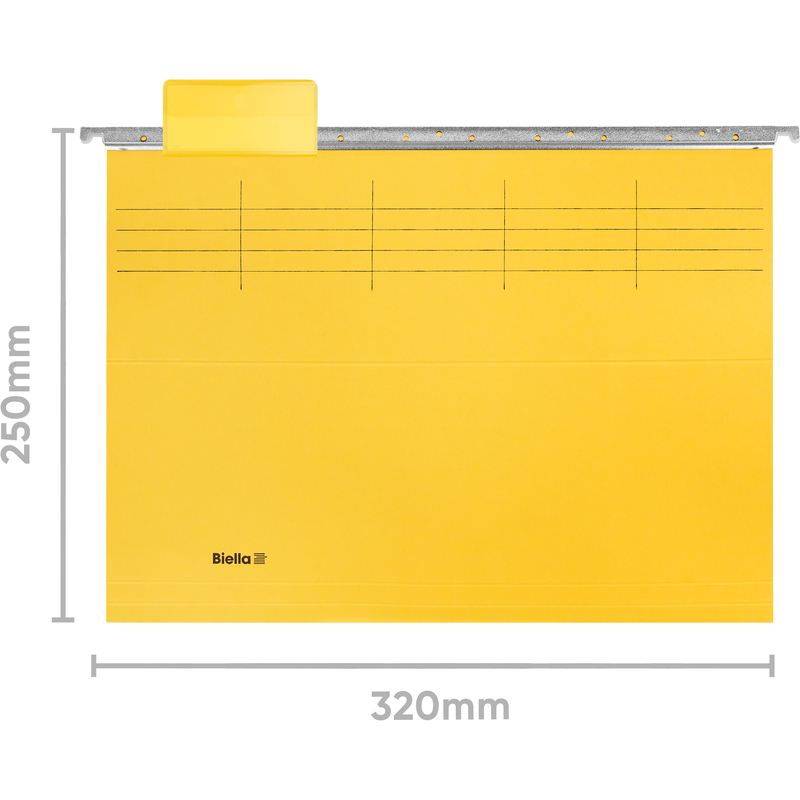 Biella kit de dossiers suspendus, 25 cm, 25 pièces, jaune - 7611365250400_05_ow