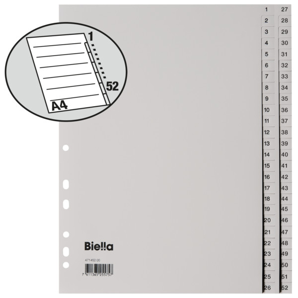 Biella Register mit Indexblatt, A4, 1-52 - 7611365255757_03_ow