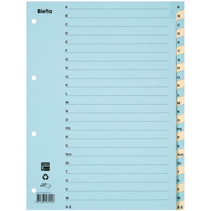 Biella répertoire, bleu/beige, A4, A-Z - 7611365231553_01_ow