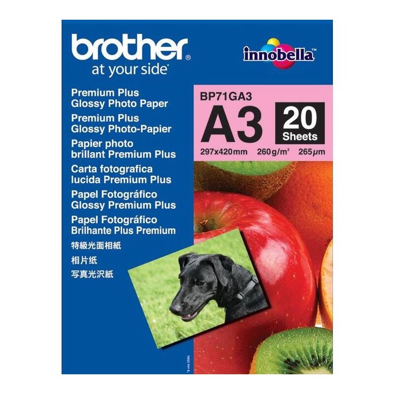 Brother Premium Plus Glossy Fotopapier, A3, 260 g/m², glanz - 4977766658409_01_ow