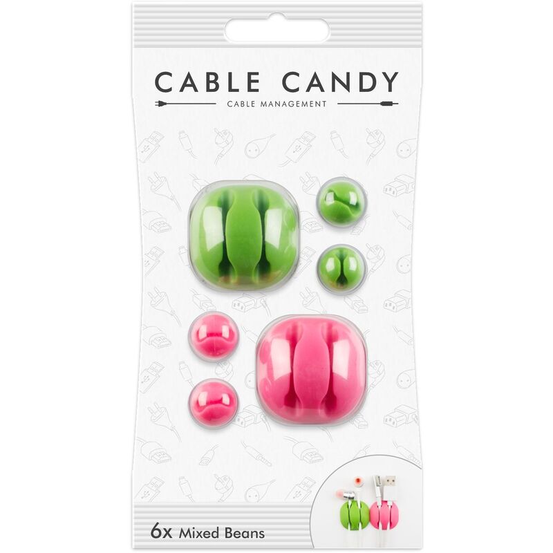 Cable Candy Kabel-Clips Mixed Beans, 6 Stück, grün/pink, grün, pink - 9005177137802_01_ow