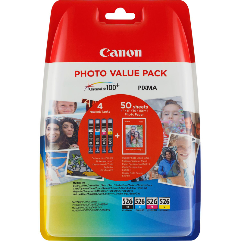 Canon CLI-526 BK/C/M/Y cartouches d'encre multipack, noir, cyan, magenta,  jaune 