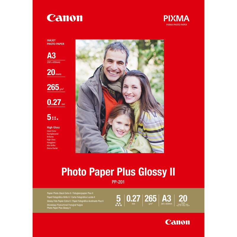 Canon Photo Paper Plus Glossy II Fotopapier, A3, 265 g/m², hochglanz - 4960999537283_01_ow