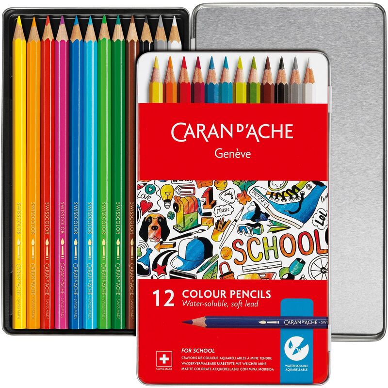 Caran dAche crayons de couleur SCHOOL LINE, aquarellables, 12 pièces, assorties - 7630002330749_01_ow