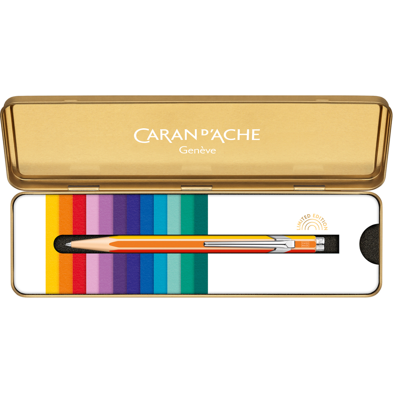 Caran dAche stylo-bille 849, arc-en-ciel couleurs chaudes, dans un étui en métal - 7630002351058_04_ow