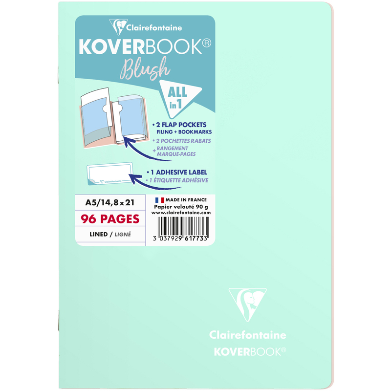 Clairefontaine cahier Koverbook Blush, A5, ligné, vert tilleul/violet - 3037929617733_01_ow