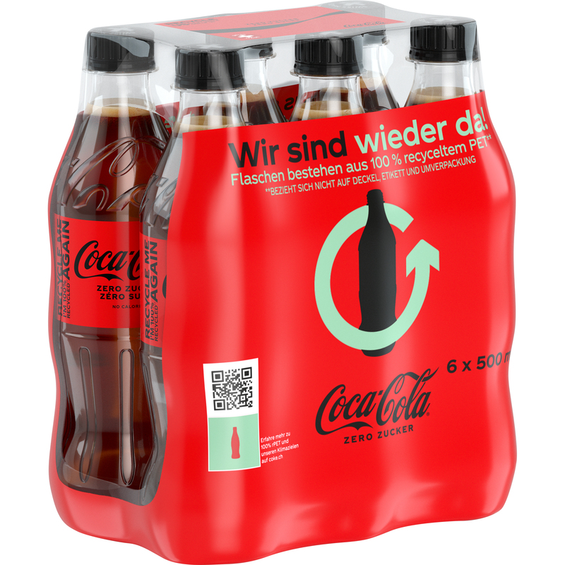 Coca-Cola Zero, 50 cl, 6 Stück - 5449000134554_01_ow