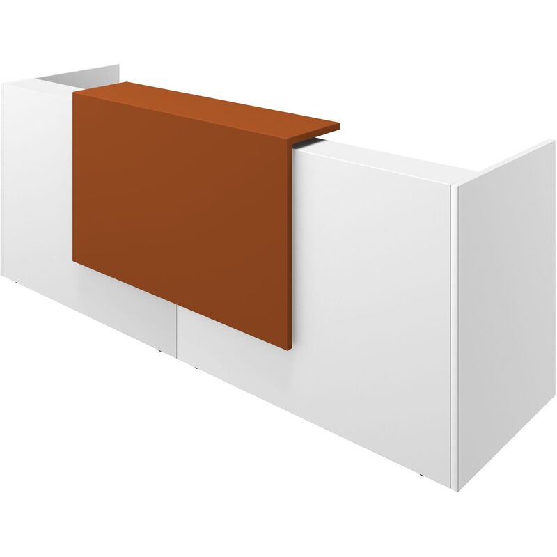 comptoir daccueil Z2, 286 x 113 cm, blanc, orange, laqué - 8056039554597_01_ow