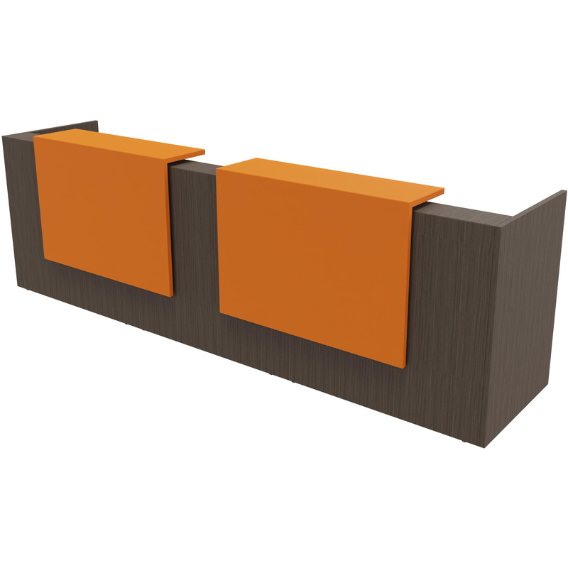 comptoir daccueil Z2, 366 x 113 cm, décor Eukalyptus, orange, laqué - 8029466011902_01_ow