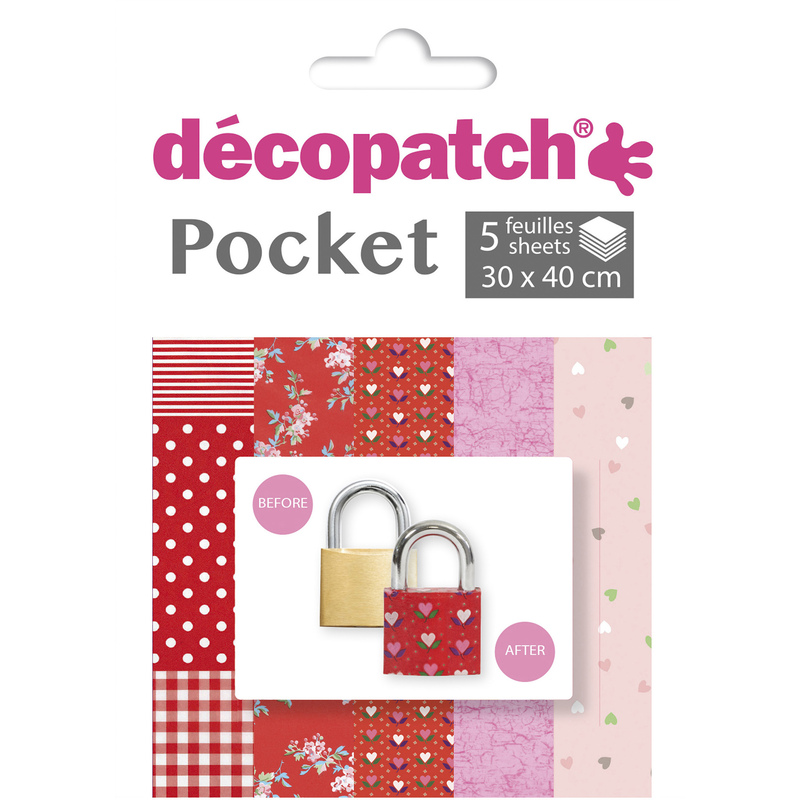 Décopatch Bastelpapier Pocket Nr. 28, 30 x 40 cm, assortiert, 5 Blatt - 3609510240288_01_ow