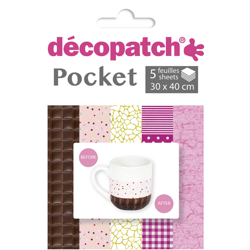 Décopatch Papier de bricolage Pocket no. 3, 30 x 40 cm, assortis, 5 feuilles - 3609510240035_01_ow