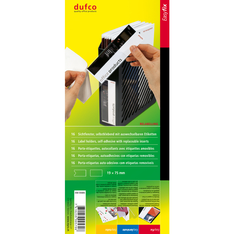 Dufco pochettes Easyfix, 19 x 75 mm, autocollantes - 7610259005706_01_ow