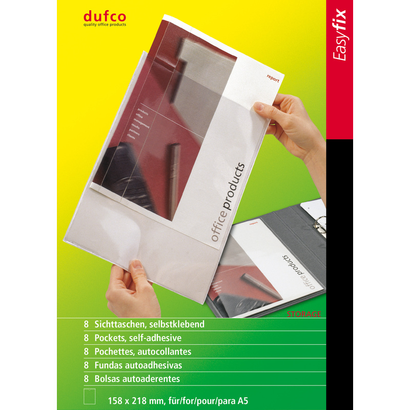 Dufco pochettes Easyfix, A5, autocollantes 