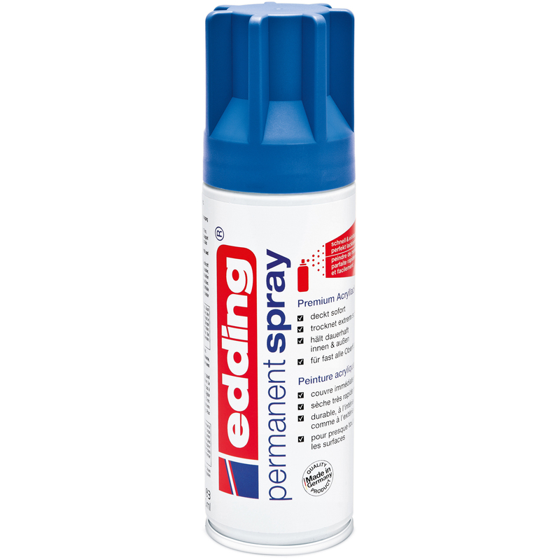 Edding Acrylfarbe matt Permanentspray Premium , 200 ml, enzianblau, 1 Stück - 4004764956609_01_ow