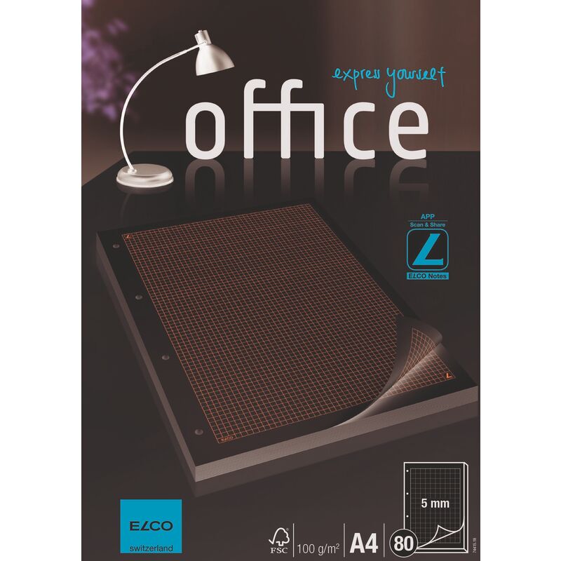 Elco Office bloc-notes perforé, A4, quadrillé 5 mm - 7611722018377_01_ow