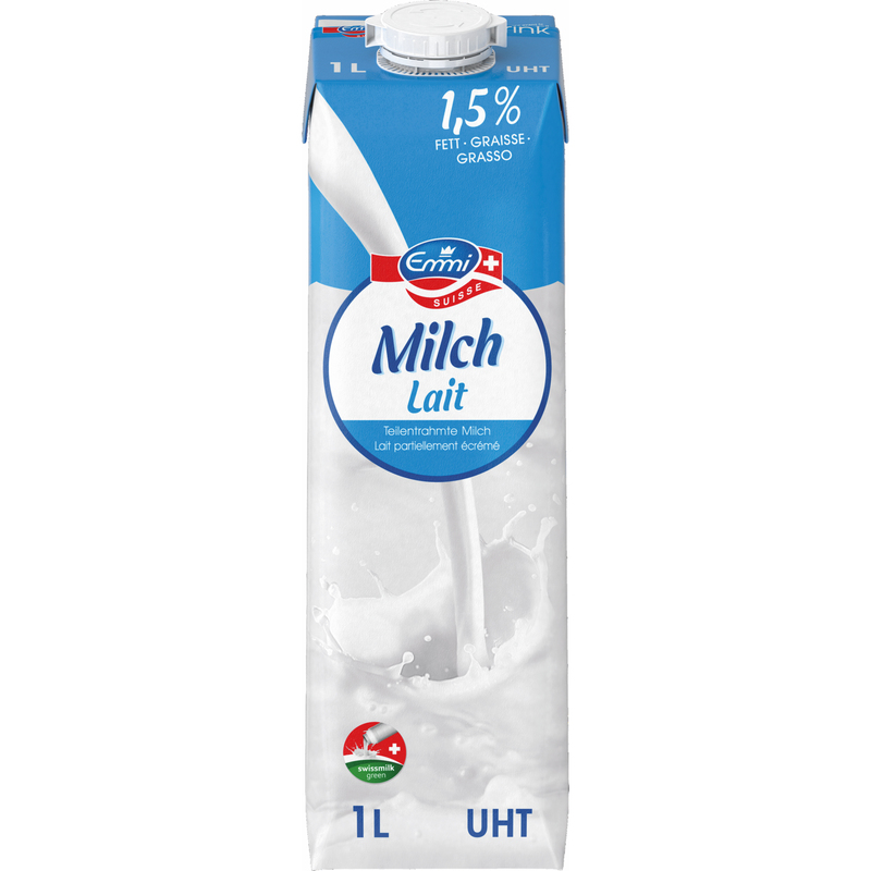 Emmi lait partiellement écrémé 1.5%, UHT, 100 cl, 1 pièce - 7610900286720_01_ow