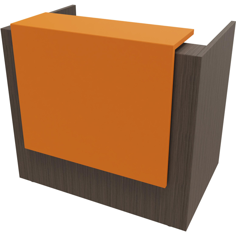 Empfangstheke Z2, 126 x 113 cm, Dekor Eukalyptus, orange, lackiert - 8029466012336_01_ow