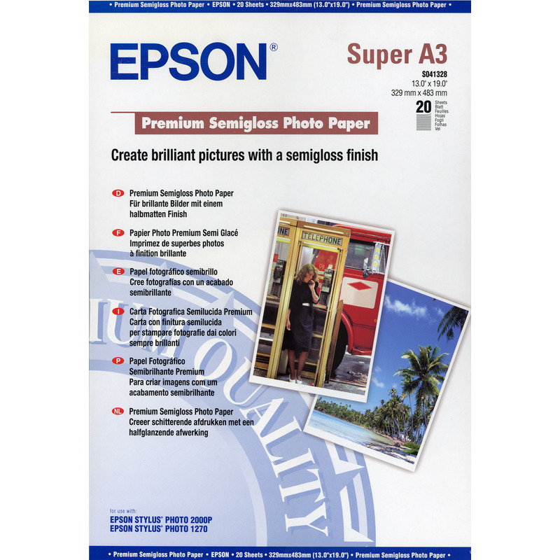 Epson Premium Semigloss papier photo, A3+, 250 g/m2, brillant