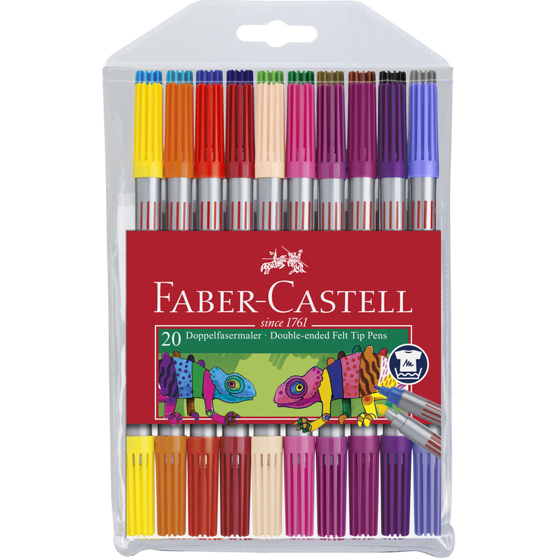 Faber-Castell Faserschreiber Doppelspitze, 20er Etui, assortiert - 4005401511199_01_ow