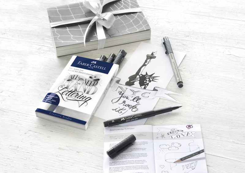Faber-Castell feutres à l’encre de Chine Pitt Artist Pen, kit starter Hand Lettering, 9 pièces, assorties - 4005402671182_02_ow
