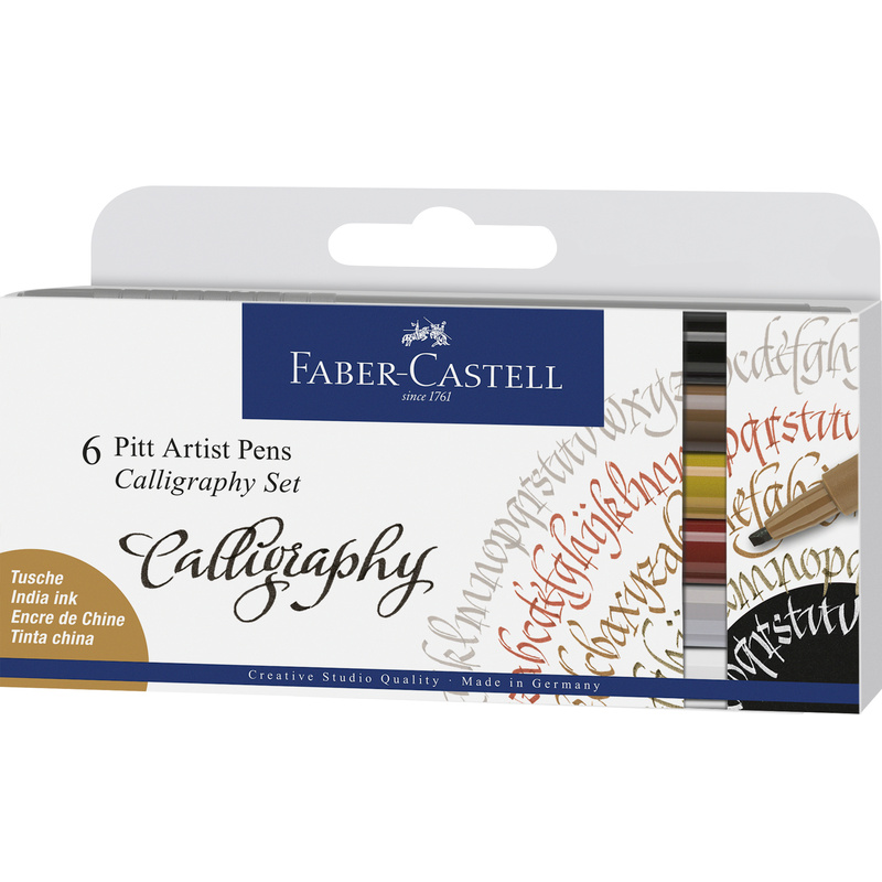 Faber-Castell Kalligrafiestifte Pitt Artist Pen, 6er Etui, assortiert - 4005401675068_01_ow