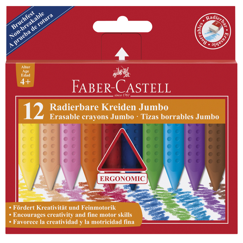 Faber-Castell Kreide Jumbo Grip, 12 Stück, assortiert - 4005401225409_01_ow