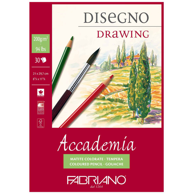 Fabriano bloc à dessin Accademia Disegno, A4, neutre - 8001348150770_01_ow