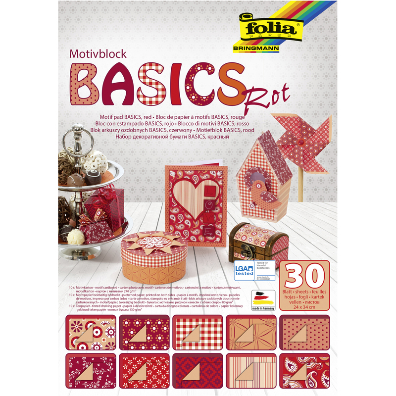 Folia Motivblock Basics, 24 x 34 cm, rot, 30 Blatt - 4001868040012_01_ow