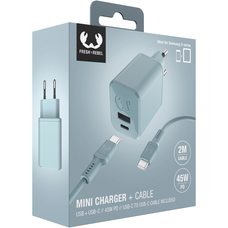 Fresh 'n Rebel Mini chargeur USB-A - USB-C, 45W + câble de