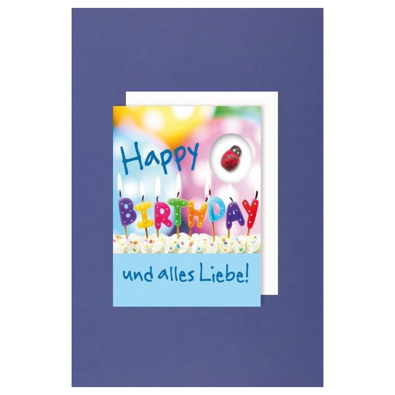 Geburtstagskarte, 7.5 x 9 cm, Happy Birthday- Kerzen - 7630006746584_01_ow
