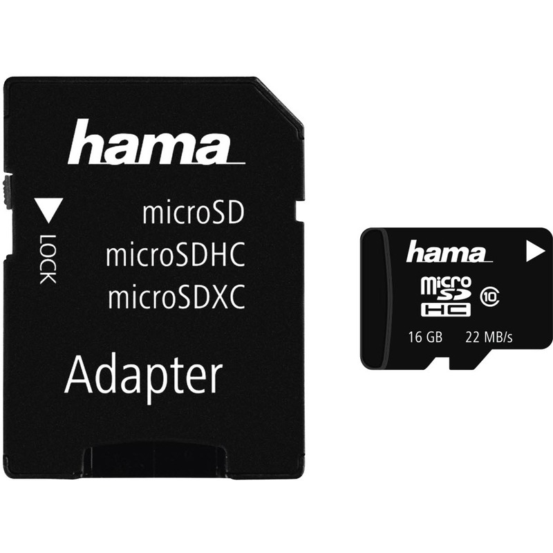 Hama Speicherkarte microSDHC Class 10 + SD-Adapter, 16 GB, 1 Stück - 4047443131577_01_ow