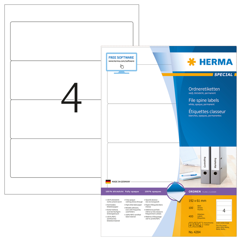 Herma étiquettes, 4284, 192 x 61 mm, 100 feuilles - 4008705042840_01_ow