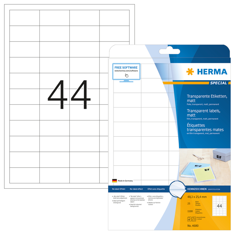 Herma étiquettes, 4680, 48.3 x 25.4 mm, 25 feuilles - 4008705046800_01_ow