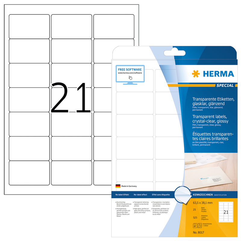Herma étiquettes, 8017, 63.5 x 38.1 mm, 25 feuilles - 4008705080170_01_ow