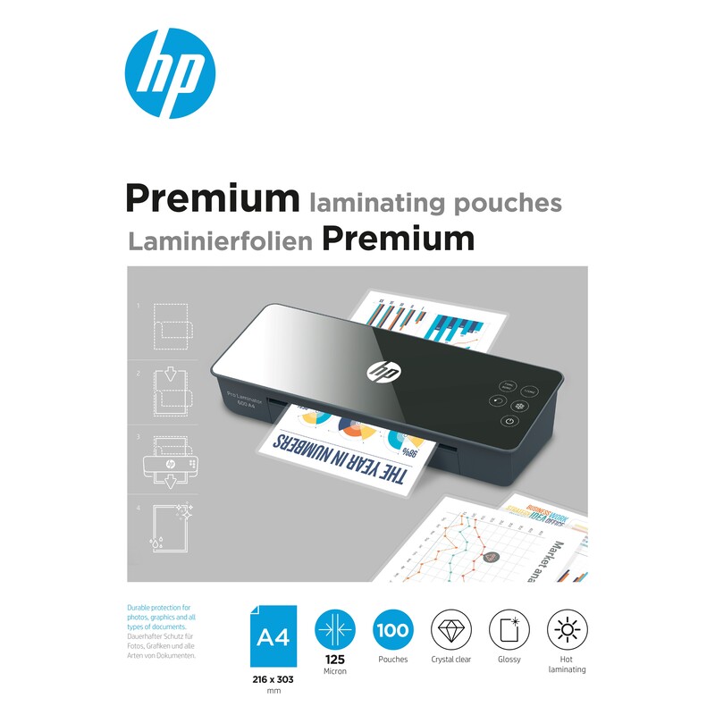 HP Laminierfolien Premium, A4, 125 mic, glanz, 100 Stück