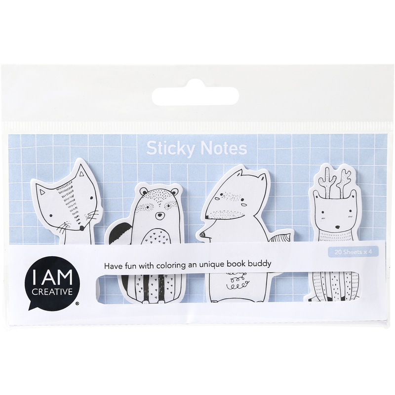 I AM CREATIVE notes adhésives animaux forêt, 25 x 55 mm, 4 x 20 feuilles - 7611983190713_01_ow