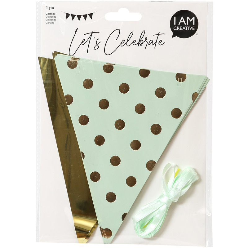 I AM CREATIVE Wimpelgirlande, mint/gold - 7611983208487_02_ow
