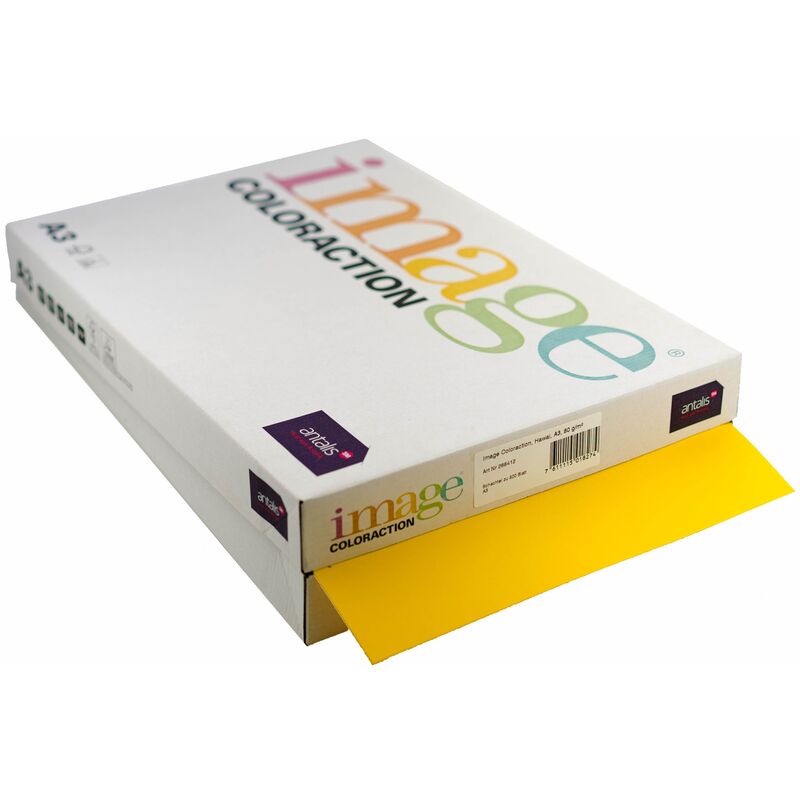 Image Coloraction papier couleur, A3, 80 g/m2, Hawai jaune intense - 7611115018274_01_ow