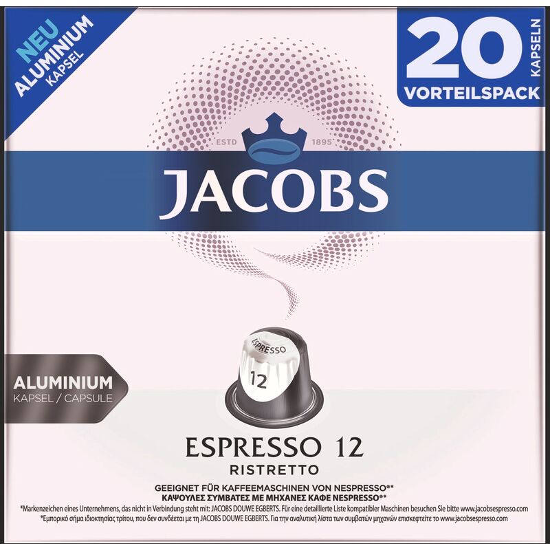 Jacobs Kapseln Espresso 12 Ristretto, 20 Stück - 8711000377505_01_ow