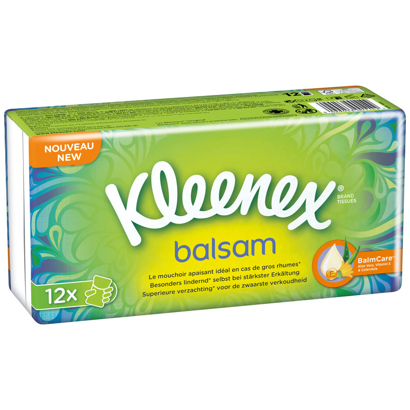 Kleenex Taschentücher Balsam, weiss, 12 Pack à 9 Stück - 5029053001142_01